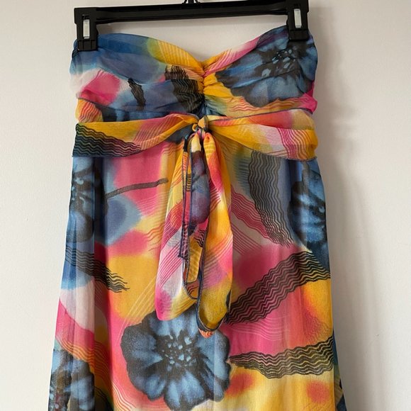 Charlotte Russe Strapless Chiffon Floral Maxi Dress Sz S - Picture 2 of 7